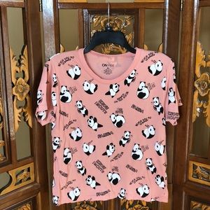 On Fire Pink Panda Print Tee Size XL